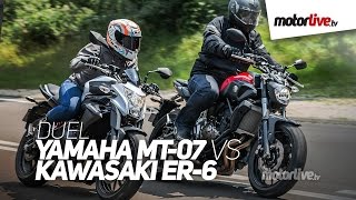 DUEL  YAMAHA MT07 vs KAWASAKI ER6  Choix difficile [upl. by Franklin]