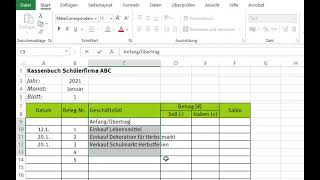 Buchhaltung ganz praktisch Kassenbuch Excel Grundlagen [upl. by Ragland]