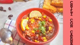 Chili Con Carne Recipe with ground beef easy to make chili  تشيلي كون كارني [upl. by Adnamma]