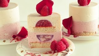 Raspberry Lychee Individual Mousse Cakes with Rose Water – Ispahan Dessert Version [upl. by Uis192]