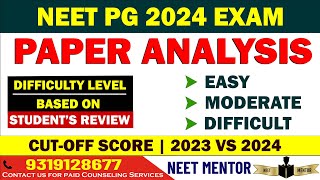 NEET PG 2024 Exam Paper Analysis ll Students review ll Moderate level Normalisation neetpg2024 [upl. by Telford]