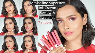 Maybelline Superstay Ink Crayons  Review and Swatches on IndianWarmNC40 Skin tone [upl. by Lemmor]