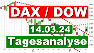 DAX DOW Charttechnik ✯ Tagesausblick ✯ Chartanalyse für den 14032024 Aktien Wertpapiere traden [upl. by Notgnirra826]