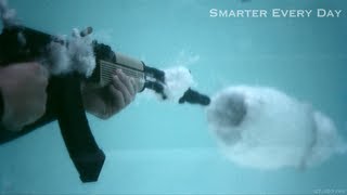 AK47 Underwater at 27450 frames per second Part 2  Smarter Every Day 97 [upl. by Tomi]