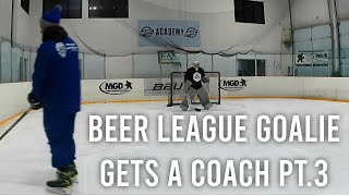 COACHING  Over 40 Goalie  Beer league goalie gets a coach pt3 [upl. by Moazami104]