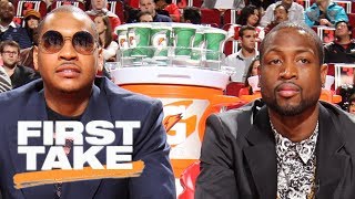 Carmelo Anthony or Dwyane Wade Who was bigger pickup  First Take  ESPN [upl. by Drauode17]