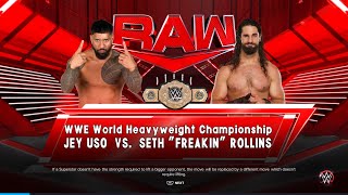 Jey Uso vs Seth Rollins World Heavyweight Championship Match RAW September 4 2023 WWE 2K23 [upl. by Lorant]