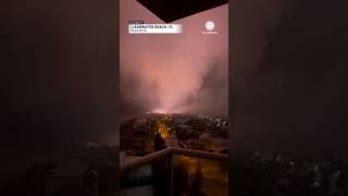 Power Flashes After Waterspout Tornado Hits Shore in Clearwater Beach Florida  AccuWeather [upl. by Stockton]