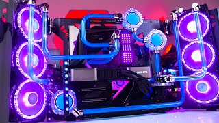 INSANE RTX 3080 ti Custom Water Cooled Gaming PC Build  Benchmarks [upl. by Adikam138]