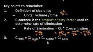 Clearance and Rate of Elimination  Pharmacokinetics  Pharmacology Lect 12 [upl. by Harragan]