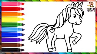 Cómo Dibujar Un Unicornio 🦄 Dibuja y Colorea Un Lindo Unicornio Arcoiris 🌈 Dibujos Para Niños [upl. by Calvina]