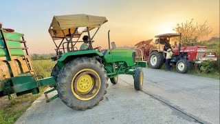 PB1886 में धान की थ्रेसिंग John Deere 5050  Eicher 485 with Punjab Thresher 13 क्विंटल प्रति बीघा [upl. by Nath]