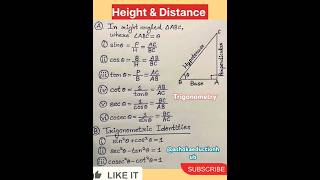 Right angle  Height amp Distance  trigonometry identities mathshorts Ashokaeducationhub [upl. by Htebilil]