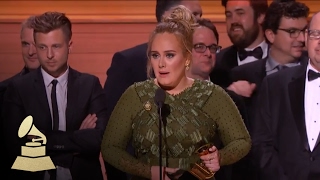 Adele Wins Album Of The Year  Acceptance Speech  59th GRAMMYs [upl. by Remus4]