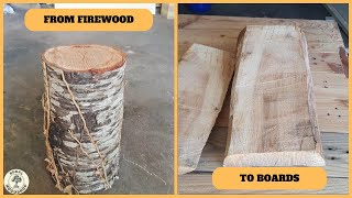 How to turn firewood logs in to boards [upl. by Alahsal692]