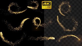 Gold Particles Trails 4K  Motion Graphics  transparent background [upl. by Latrena]