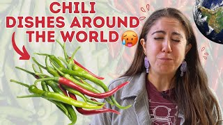 Trying 5 Spicy Chili Dishes From Around the World [upl. by Seiter145]