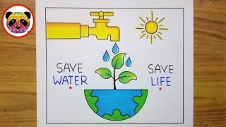 World Water Day Poster Drawing  Save Water Save Life Drawing  Save Water Save Earth Drawing Easy [upl. by Yecram]