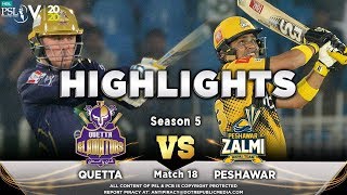 Peshawar Zalmi vs Quetta Gladiators  Full Match Highlights  Match 18  5 March  HBL PSL 2020 [upl. by Zinah]