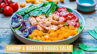 Healthy Shrimp Salad Recipe With Lettuce Roasted Veggies  Blondelish [upl. by Vasileior]