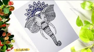 How to draw a easy mandala drawing for beginners  Elephant Mandala  la crafts villa  Art 76 [upl. by Yllime]