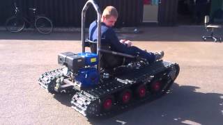 Home made tracked vehicle First test Drive [upl. by Kelila]