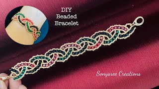 Braided Beads Bracelet  How to make Beaded bracelet [upl. by Nylemaj464]