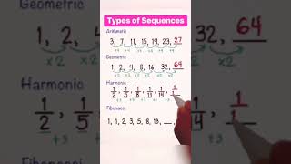 types of sequences arithmetic geometric harmonic Fibonacci [upl. by Nesrac]