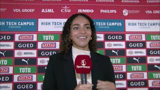 Interview met PSVVrouwen speelster Nina Nijstad na de 33 tegen Ajax Vrouwen in de AzerionEredivisie [upl. by Kepner]