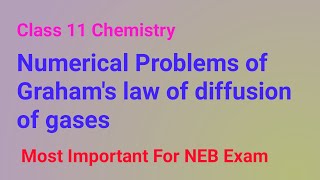 Numerical problems of Grahams Law diffusion of gases  state of matter [upl. by Otiragram]