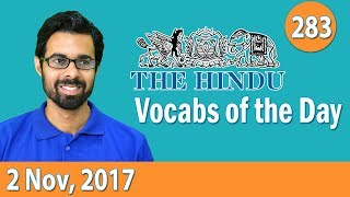 ✅ Daily The Hindu Vocabulary 2nd Nov 2017  Learn 10 New Words with Tricks  Day283 [upl. by Hnahk337]