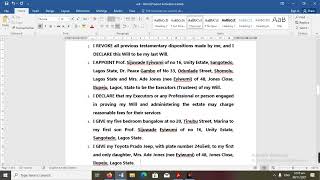 How to draft a will  How to draft a codicil  Sample drafts of will and codicils [upl. by Norrad702]