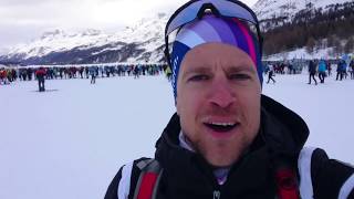 Worldloppet Race Reporter Philipp at the Engadin Skimarathon 2019 [upl. by Ahsirtal]