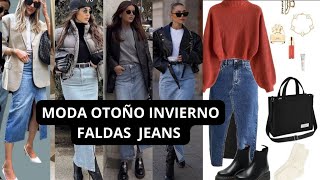 MODA TENDENCIA OTOÑO INVIERNO 20242025 LOOKS MODERNOS FALDAS DE MEZCLILLA PARA LUCIR EN OTOÑO [upl. by Erick]