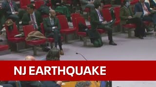 Video captures moments 48 magnitude earthquake rattles NYC [upl. by Arfihs409]