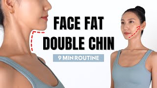 Get rid of DOUBLE CHIN amp FACE FAT✨ 9 MIN Routine to Slim Down Your Face Jawline [upl. by Hermy888]