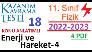 11 Sınıf  Fizik  Kazanım Testi 18  MEB  Enerji ve Hareket 4  AYT Fizik 2022 2023 [upl. by Winter121]