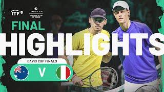 Highlights De Minaur AUS v Sinner ITA  Davis Cup Finals 2023 [upl. by Callean]