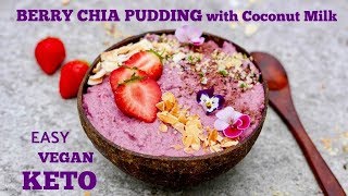 Vegan Keto Friendly Breakfast  Berry Chia Pudding  Coconut Milk High Fat Low Carb  CarbUp [upl. by Rez]