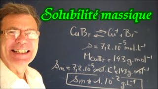 Chimie  formule unité et calcul de la solubilité massique [upl. by Ereveniug]