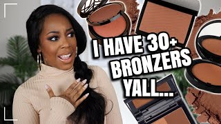 OVER 30 BRONZERS FOR BROWN SKIN  SWATCHES  TOP 10  Andrea Renee [upl. by Oleic111]