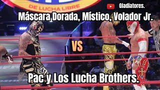 Máscara Dorada Místico Volador Jr vs Pac y Los Lucha Brothers [upl. by Orlena]