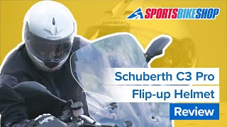 Schuberth C3 Pro flipup motorcycle helmet review  Sportsbikeshop [upl. by Ehrsam]