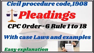 CPC Order 1 Rule 1 to 13  Parties to Suit  Representative Suit  Civil Procedure Code 1908 cpc [upl. by Auqinet734]