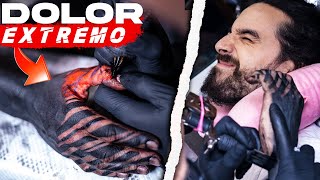 El TATUAJE más DOLOROSO de mi VIDA BLACKOUT  DEDOS 🤕 Sesión [upl. by Rohn]