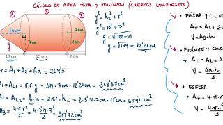 Área y volumen de cuerpo geométrico compuesto 1 [upl. by Noyr]