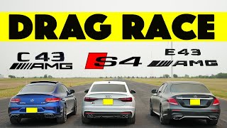 German Fight Audi S4 faces Mercedes C43 and Mercedes E43 AMG Drag and Roll Race [upl. by Aicia865]