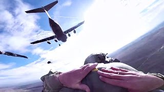 Paratroopers Jump From C17 Globemaster III Planes [upl. by Eladnyl]