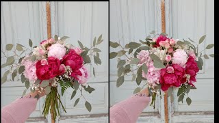 🌸Tutoriales y tips de floristería para principiantes Bouquet boho de peonías y rosas🌸 [upl. by Pfeffer]