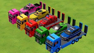 ALL POLICE CARS OF COLORS  TRANSPORTING ALL COLORED POLICE CARS WITH SCANIA TRUCK  FS22 [upl. by Eeneg]